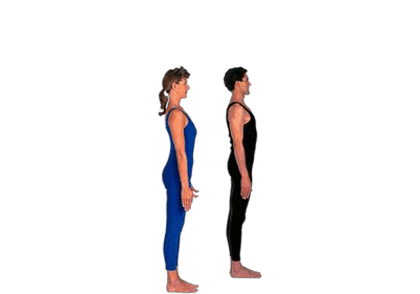 Sam and Lauri demonstrate different versions of a forward bend